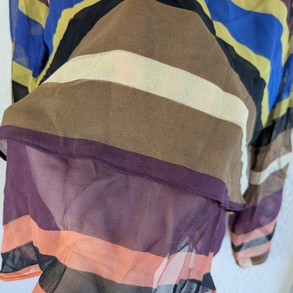 Anthropologie Maeve M 100% Silk Top SHEER Long Sleeves Tiered Floaty Good - Picture 4 of 10